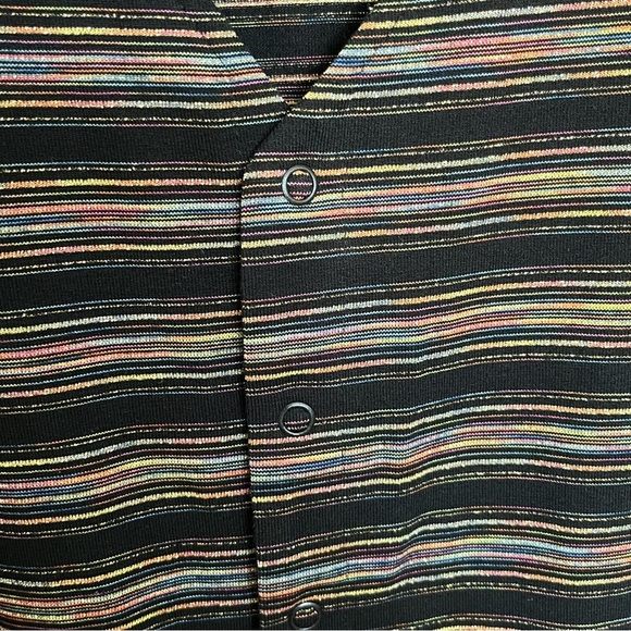 CHICOS DESIGN Striped Long Sleeve Button down Y2K Black Button Down Top | size 2 - Picture 3 of 10